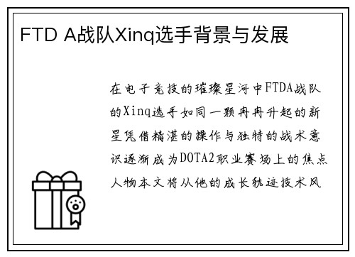 FTD A战队Xinq选手背景与发展